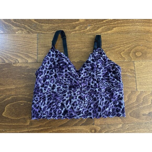 Torrid Unlined Lace Bralette Purple Classic Leopard Sz 0 (XL) Stretch - Picture 2 of 7